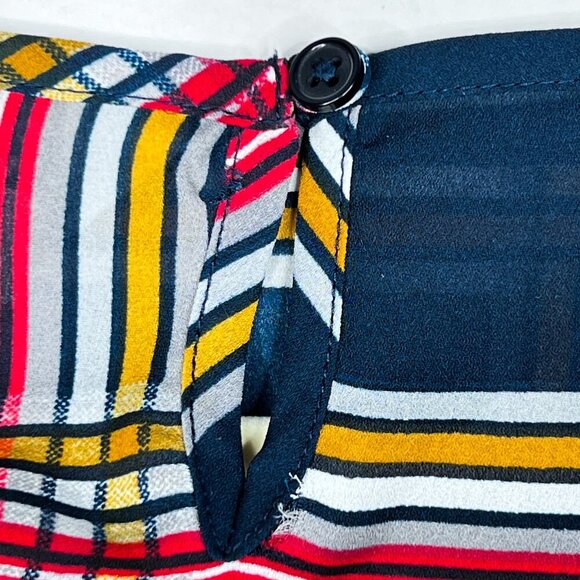 Crown and Ivy Petite Plaid Blouse 3/4 Sleeve Ruffle Size PP (XS) - Picture 3 of 7